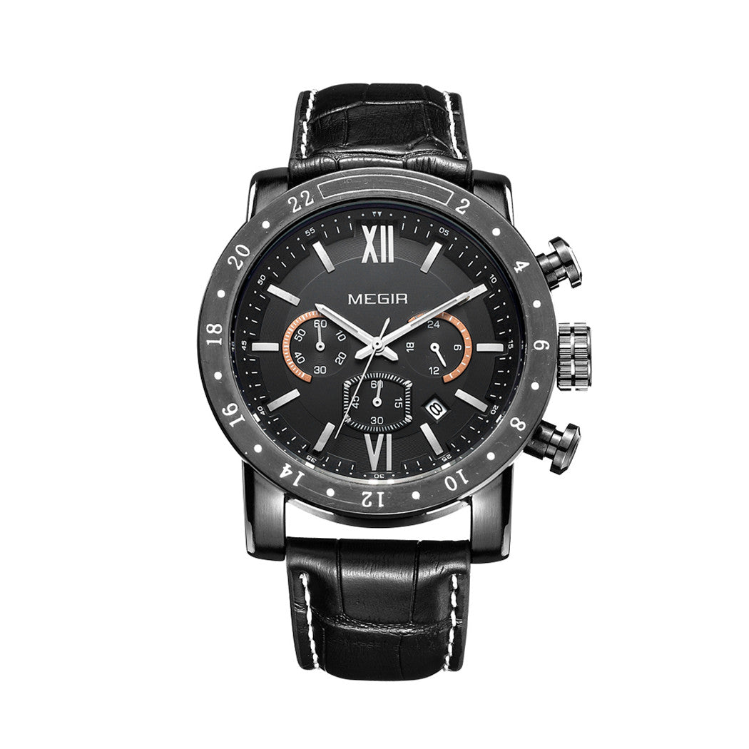 MEGIR Luxury Men's Business Watches Chronograph Waterproof Stainless Steel Quartz Watch Calendar Male Clock Reloj Hombre 3008