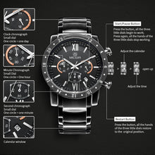 MEGIR Luxury Men's Business Watches Chronograph Waterproof Stainless Steel Quartz Watch Calendar Male Clock Reloj Hombre 3008