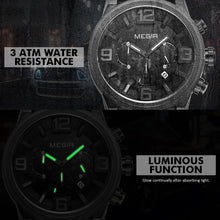 MEGIR Luxury Watches for Men Quartz Chronograph Waterproof Calendar Luminous Sport Military Wristwatch Clock Reloj Hombre 3010