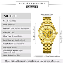 MEGIR Luxury Men Watches Waterproof Automatic Mechanical Watch Stainless Steel Sapphire Gold Business WristWatch Reloj Hombre 62058