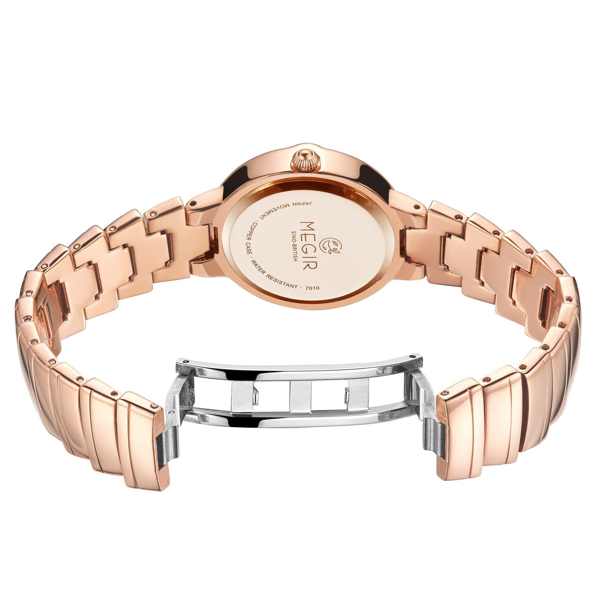 MEGIR Luxury Stainless Steel Strap Watches for Women Fashion Casual Quartz WristWatch Ladies Big Dial Dress Clock Reloj Hombre 7010