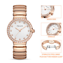MEGIR Luxury Stainless Steel Strap Watches for Women Fashion Casual Quartz WristWatch Ladies Big Dial Dress Clock Reloj Hombre 7010