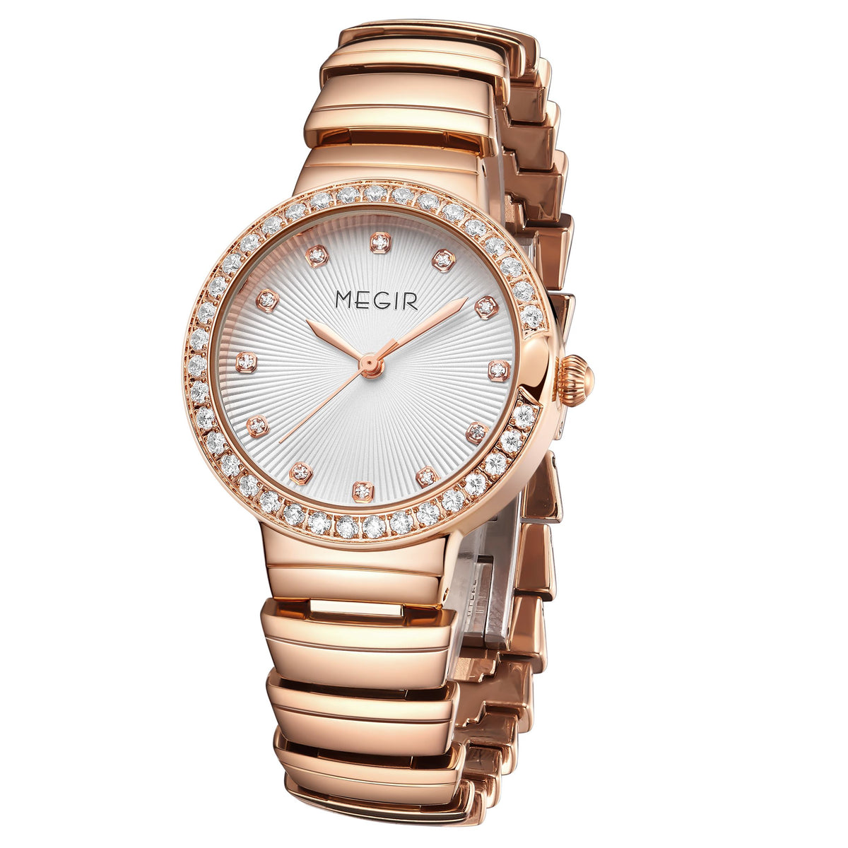 MEGIR Luxury Stainless Steel Strap Watches for Women Fashion Casual Quartz WristWatch Ladies Big Dial Dress Clock Reloj Hombre 7010