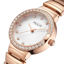 MEGIR Luxury Stainless Steel Strap Watches for Women Fashion Casual Quartz WristWatch Ladies Big Dial Dress Clock Reloj Hombre 7010