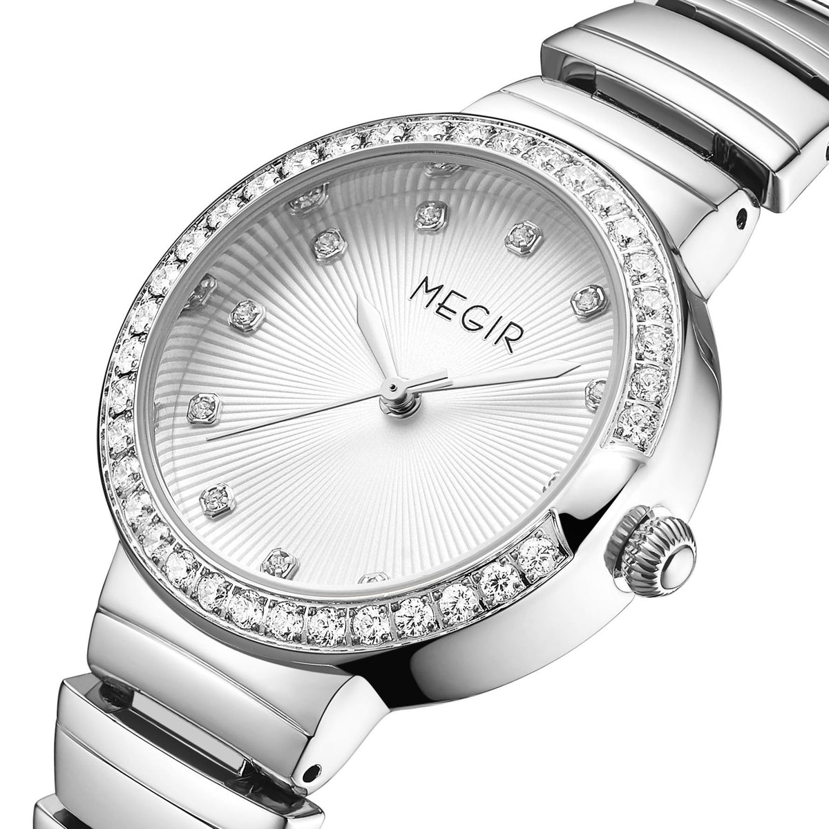 MEGIR Luxury Stainless Steel Strap Watches for Women Fashion Casual Quartz WristWatch Ladies Big Dial Dress Clock Reloj Hombre 7010