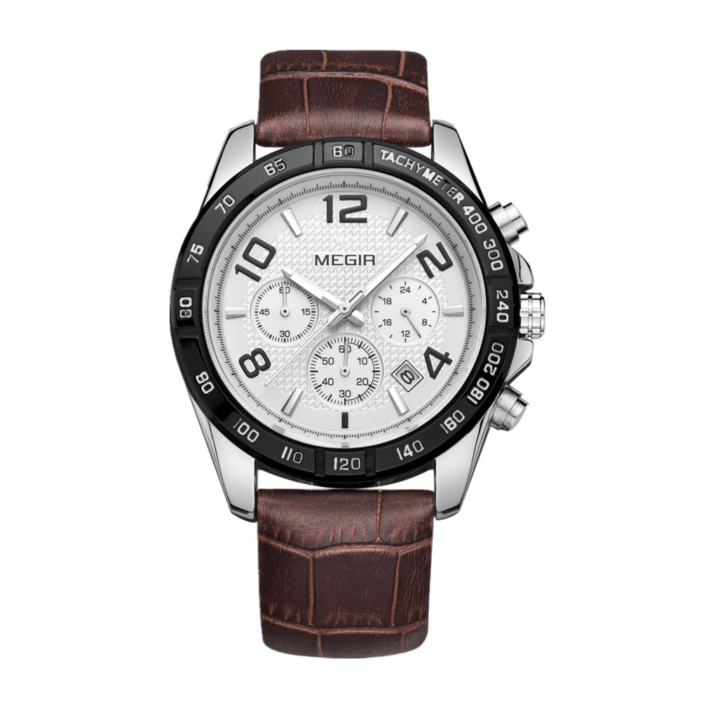 MEGIR Men Watch Top Brand Luxury Quartz Watches Waterproof Calendar Sport Wristwatch Leather Man Clock Chronograph Reloj Hombre 2014