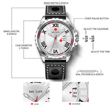 MEGIR Sport Men Watch Top Brand Leather Quartz Watches Man Clock Time Fashion Military Wristwatches Calendar Reloj Hombre 1019