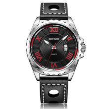 MEGIR Sport Men Watch Top Brand Leather Quartz Watches Man Clock Time Fashion Military Wristwatches Calendar Reloj Hombre 1019