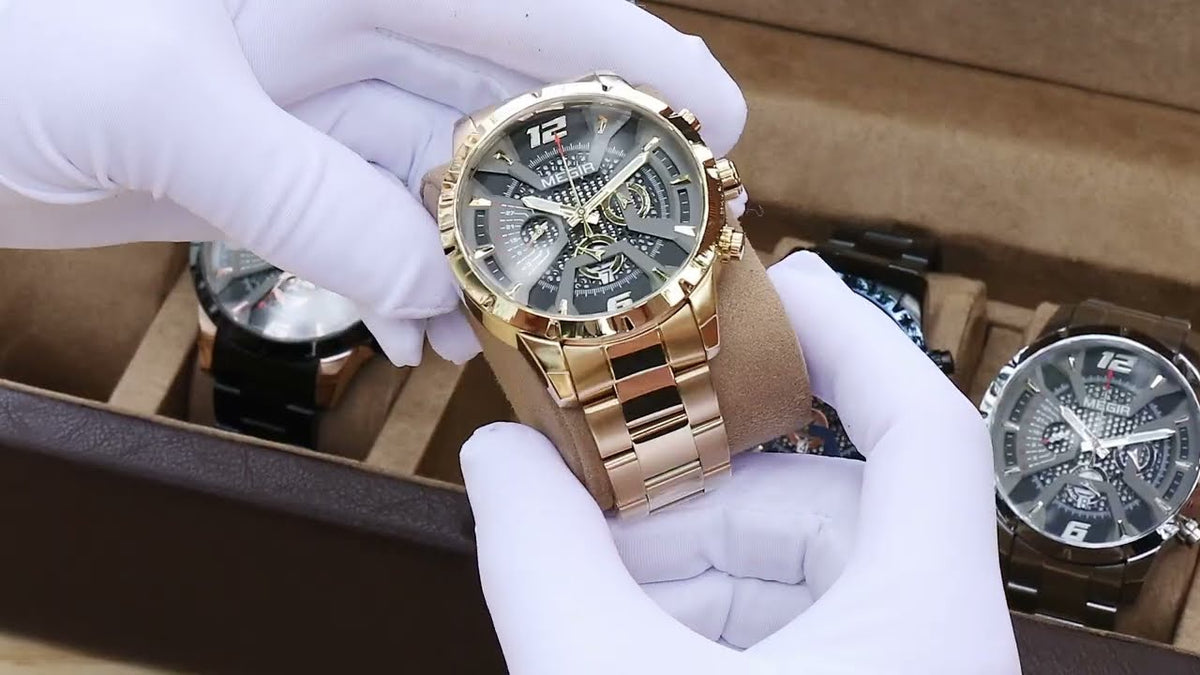 MEGIR Stainless Steel Bracelet Watch for Men Luxury Business Casual Quartz Wristwatch Date Clock Chronograph Big Dial Reloj Hombre 2221
