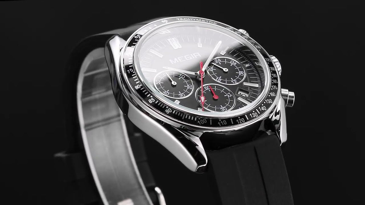 MEGIR Analog Quartz Wrist Watch Chronograph Luminous Business Sport Watches with Silicone Strap Calendar Man Clock Reloj Hombre 8105