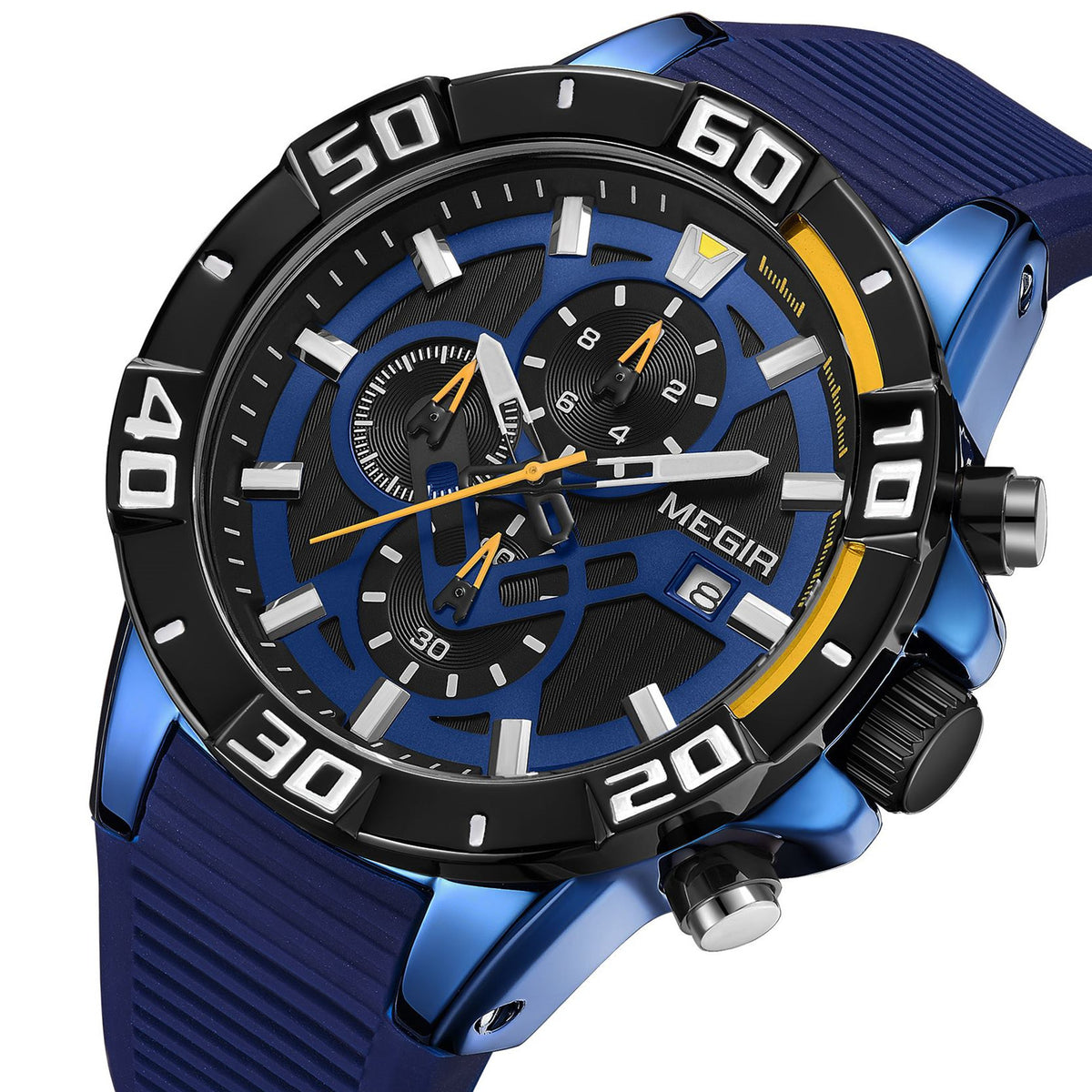 MEGIR Men Wristwatch Top Brand Luxury Silicone Strap Sport Watches Waterproof Luminous Quartz Clock Chronograph Reloj Hombre 2121