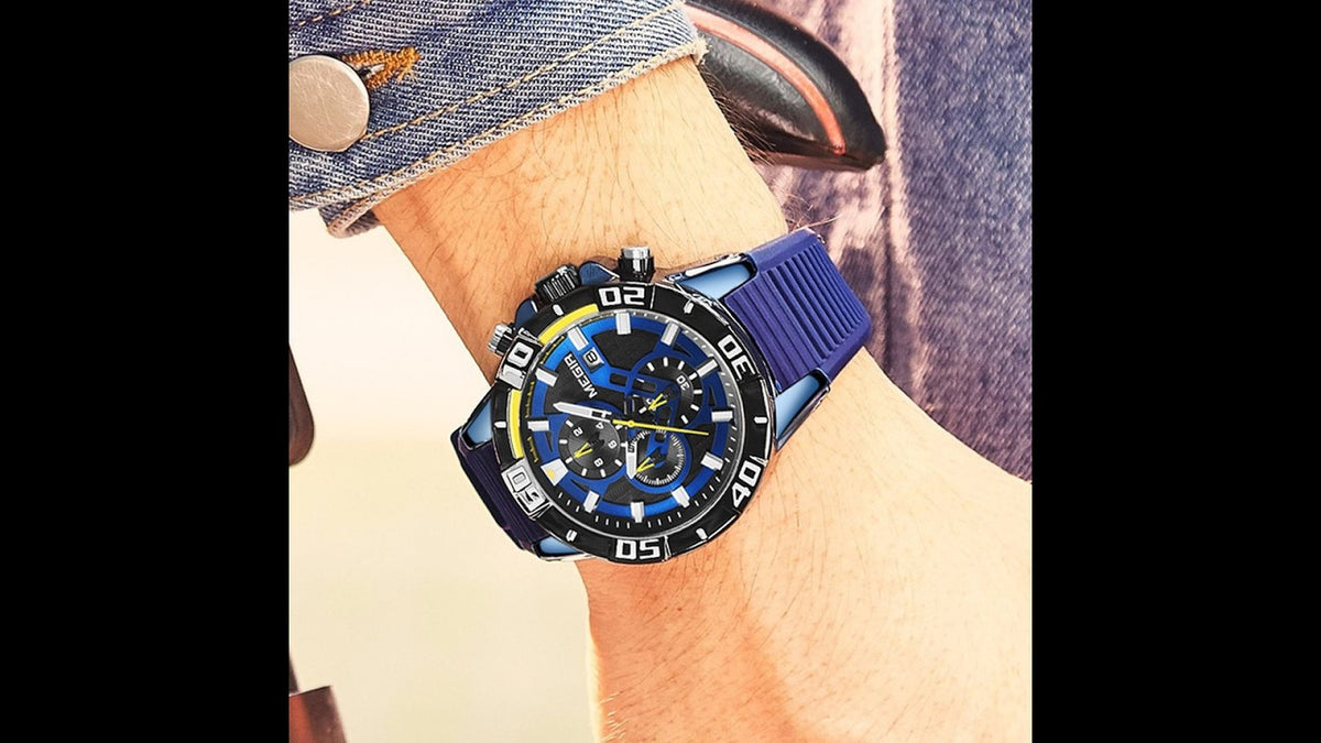 MEGIR Men Wristwatch Top Brand Luxury Silicone Strap Sport Watches Waterproof Luminous Quartz Clock Chronograph Reloj Hombre 2121
