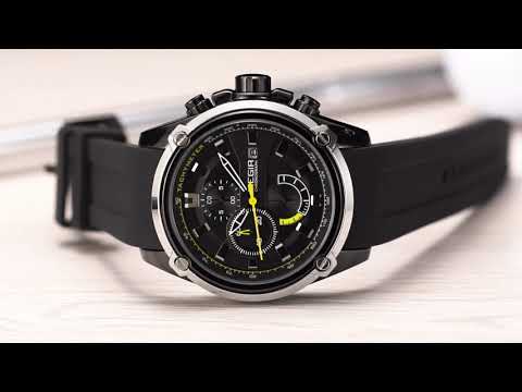 MEGIR Chronograph Luxury Brand Men Sports Watches Silicone Strap Quartz Casual Wristwatch Waterproof Calendar Reloj Hombre 2086