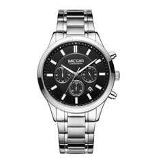 MEGIR Stainless Steel Waterproof Wrist Watches for Men Luminous Chronograph Business Quartz Men's Casual Clock Reloj Hombre 2150