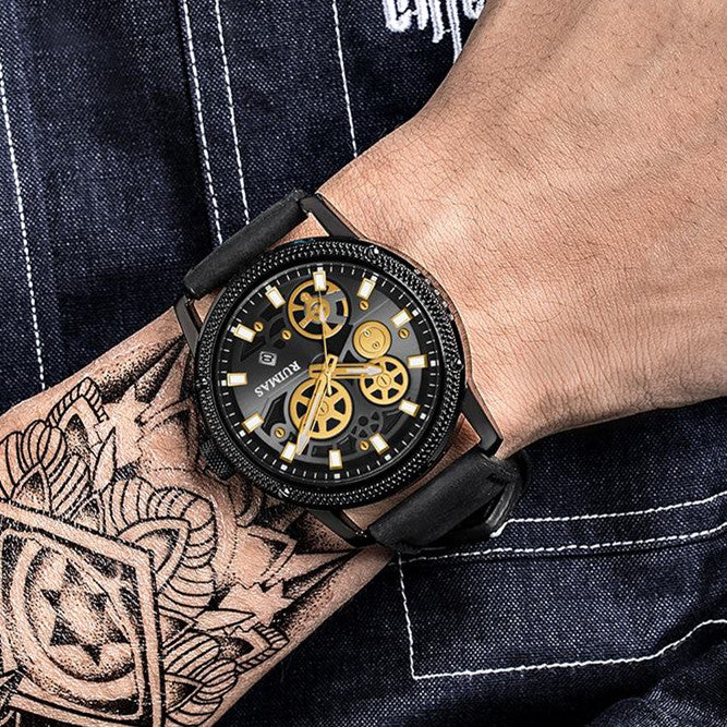 RUIMAS Relogio Masculino Luxury Leather Band Quartz Wristwatch Men Big Dial Moda Watches Waterproof Sport Military Reloj Hombre 306