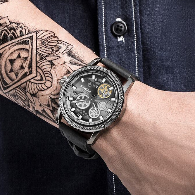 RUIMAS Relogio Masculino Luxury Leather Band Quartz Wristwatch Men Big Dial Moda Watches Waterproof Sport Military Reloj Hombre 306