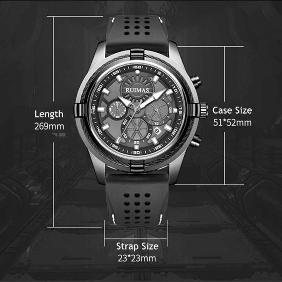 RUIMAS Top Luxury Quartz Wristwatches Men Silicone Large Dial  Military Sports Watches Waterproof Luminous Date Reloj Hombre 311