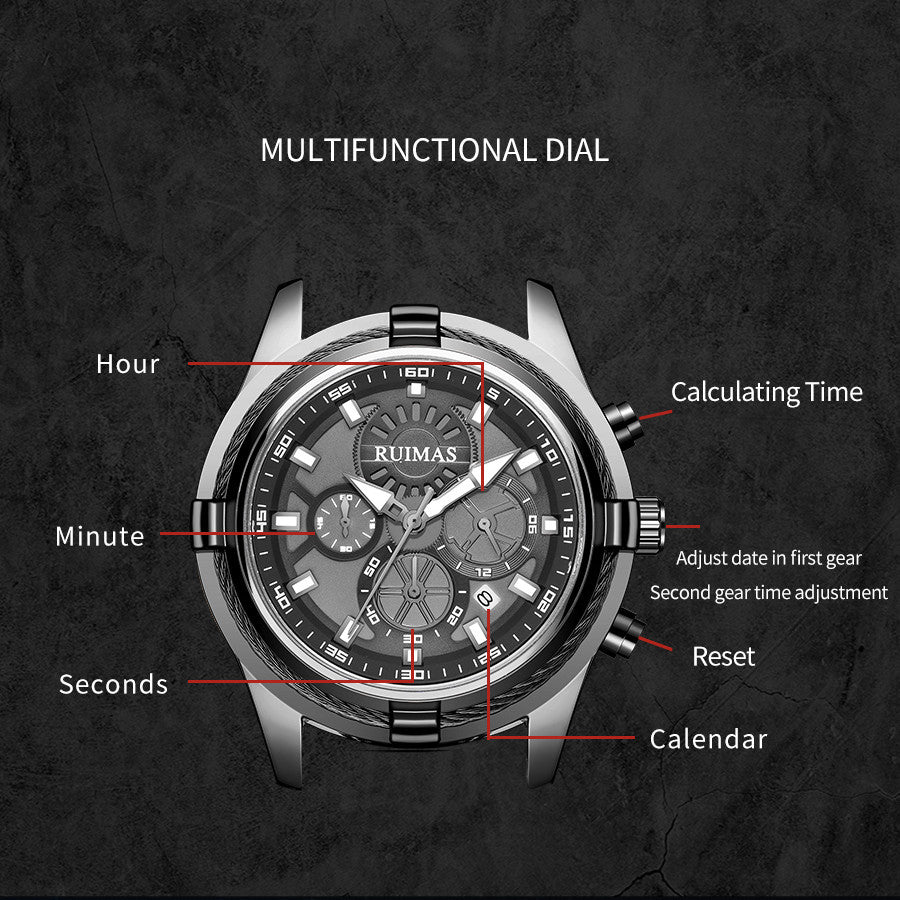 RUIMAS Top Luxury Quartz Wristwatches Men Silicone Large Dial  Military Sports Watches Waterproof Luminous Date Reloj Hombre 311