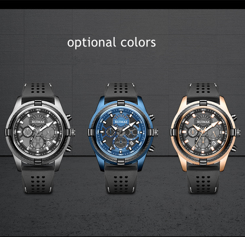 RUIMAS Top Luxury Quartz Wristwatches Men Silicone Large Dial  Military Sports Watches Waterproof Luminous Date Reloj Hombre 311