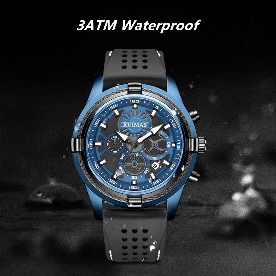 RUIMAS Top Luxury Quartz Wristwatches Men Silicone Large Dial  Military Sports Watches Waterproof Luminous Date Reloj Hombre 311