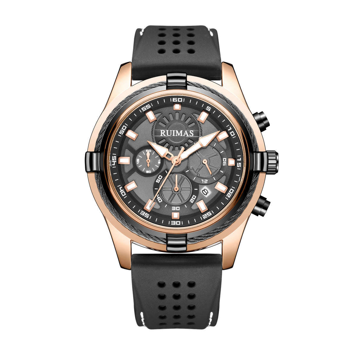 RUIMAS Top Luxury Quartz Wristwatches Men Silicone Large Dial  Military Sports Watches Waterproof Luminous Date Reloj Hombre 311
