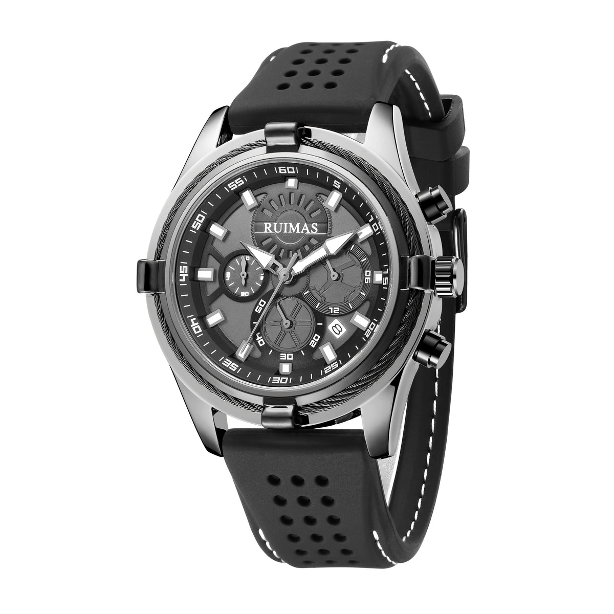 RUIMAS Top Luxury Quartz Wristwatches Men Silicone Large Dial  Military Sports Watches Waterproof Luminous Date Reloj Hombre 311