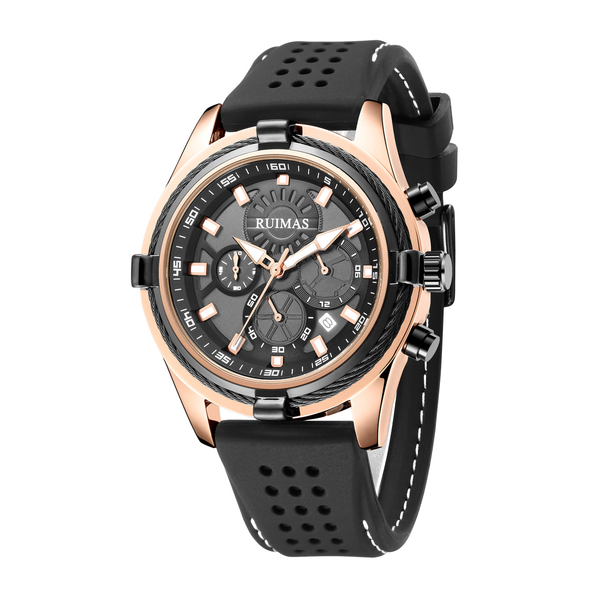 RUIMAS Top Luxury Quartz Wristwatches Men Silicone Large Dial  Military Sports Watches Waterproof Luminous Date Reloj Hombre 311