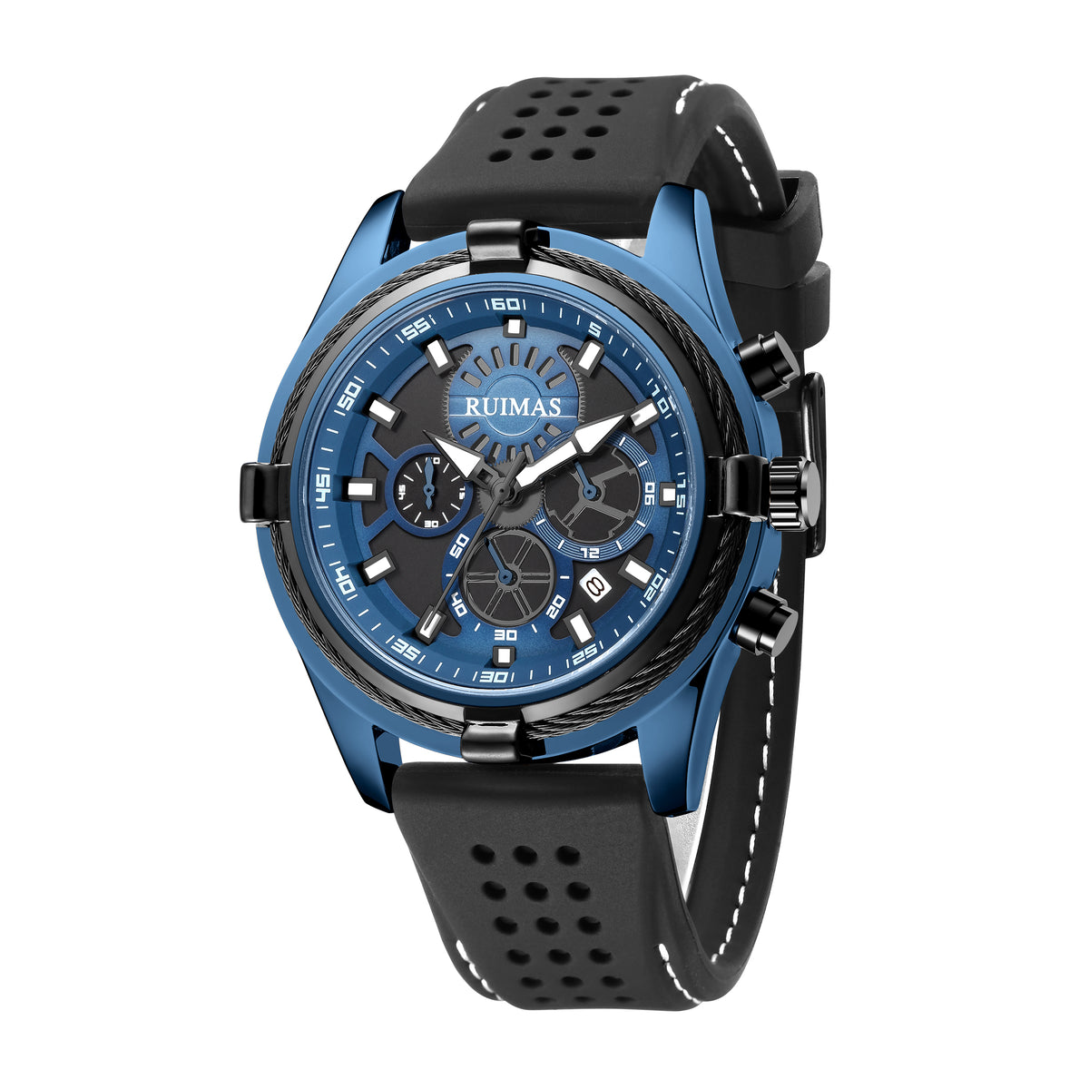 RUIMAS Top Luxury Quartz Wristwatches Men Silicone Large Dial  Military Sports Watches Waterproof Luminous Date Reloj Hombre 311