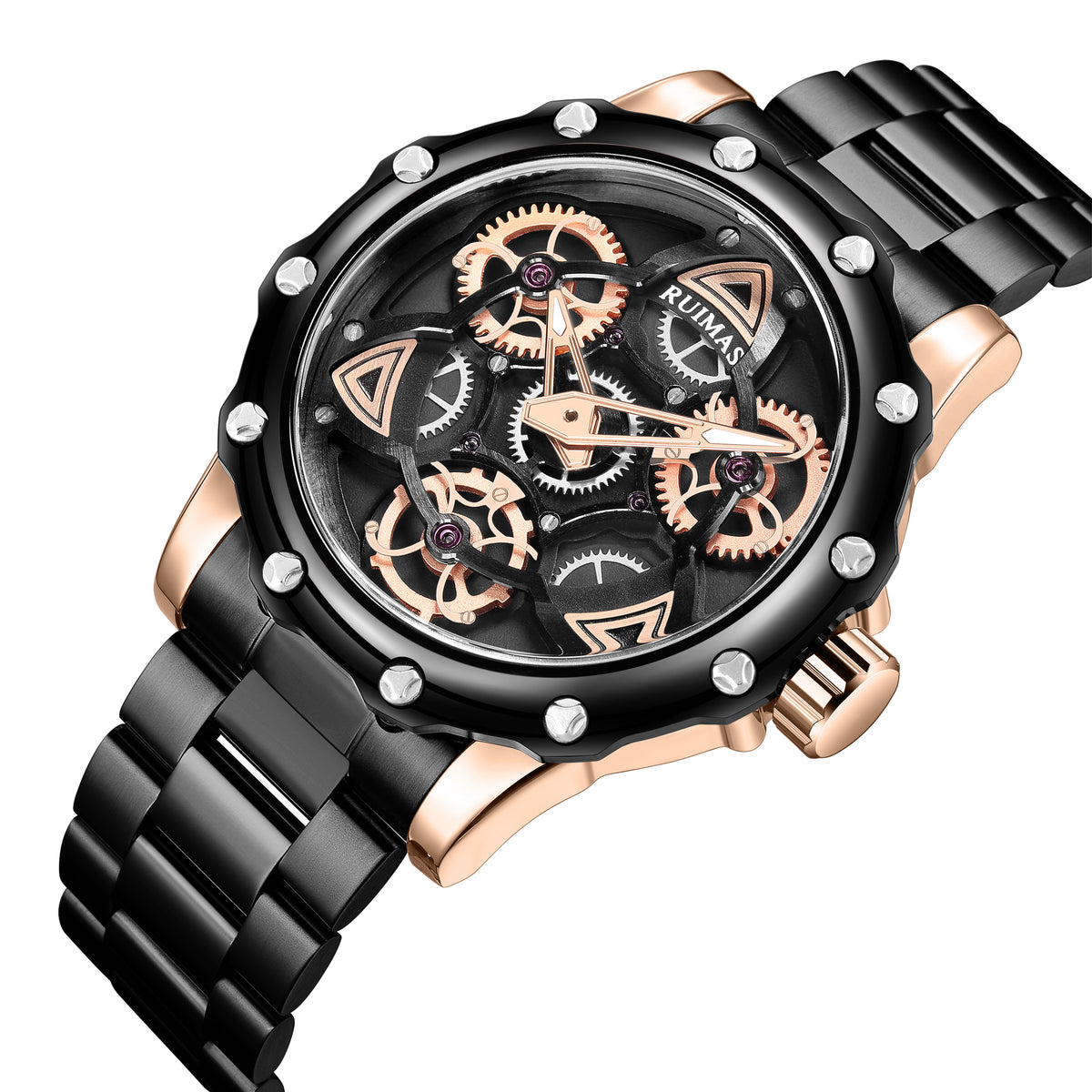RUIMAS Quartz Watches Men's Business Wristwatch Waterproof Male Clock Chronograph Stainless Steel Casual Watch reloj hombre 331