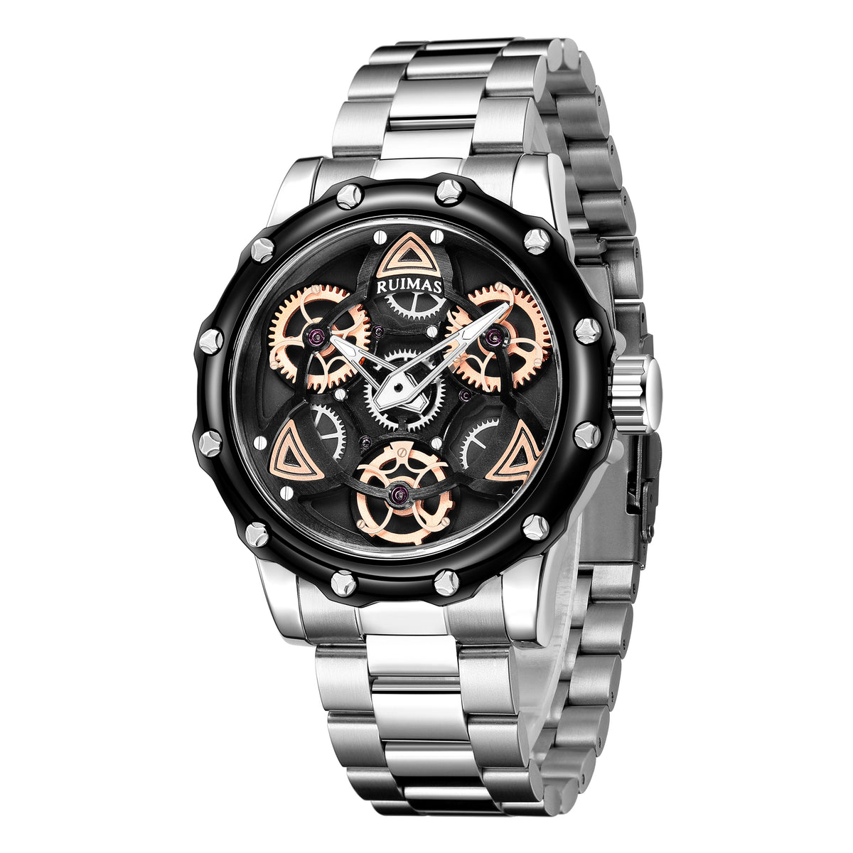 RUIMAS Quartz Watches Men's Business Wristwatch Waterproof Male Clock Chronograph Stainless Steel Casual Watch reloj hombre 331