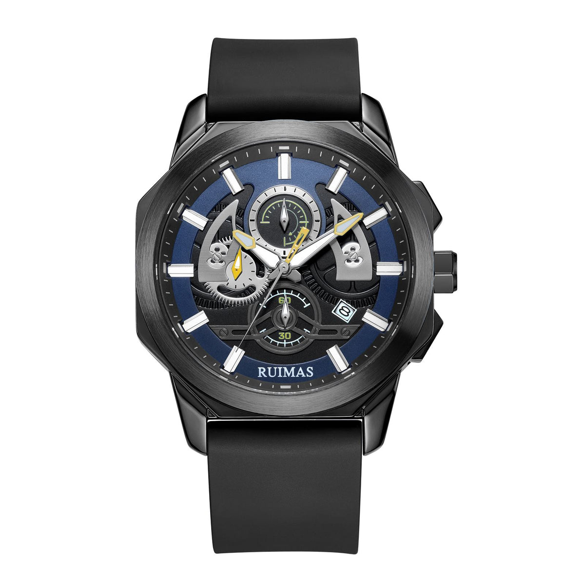 RUIMAS Sports Watches for Men Casual Luxury Quartz Wristwatch Calendar Luminous Silicone Chronograph Clock reloj hombre 581