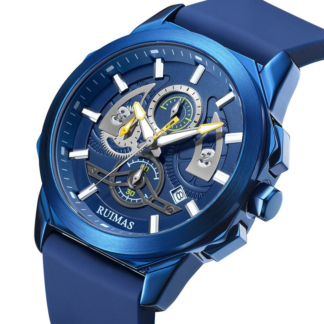 RUIMAS Sports Watches for Men Casual Luxury Quartz Wristwatch Calendar Luminous Silicone Chronograph Clock reloj hombre 581