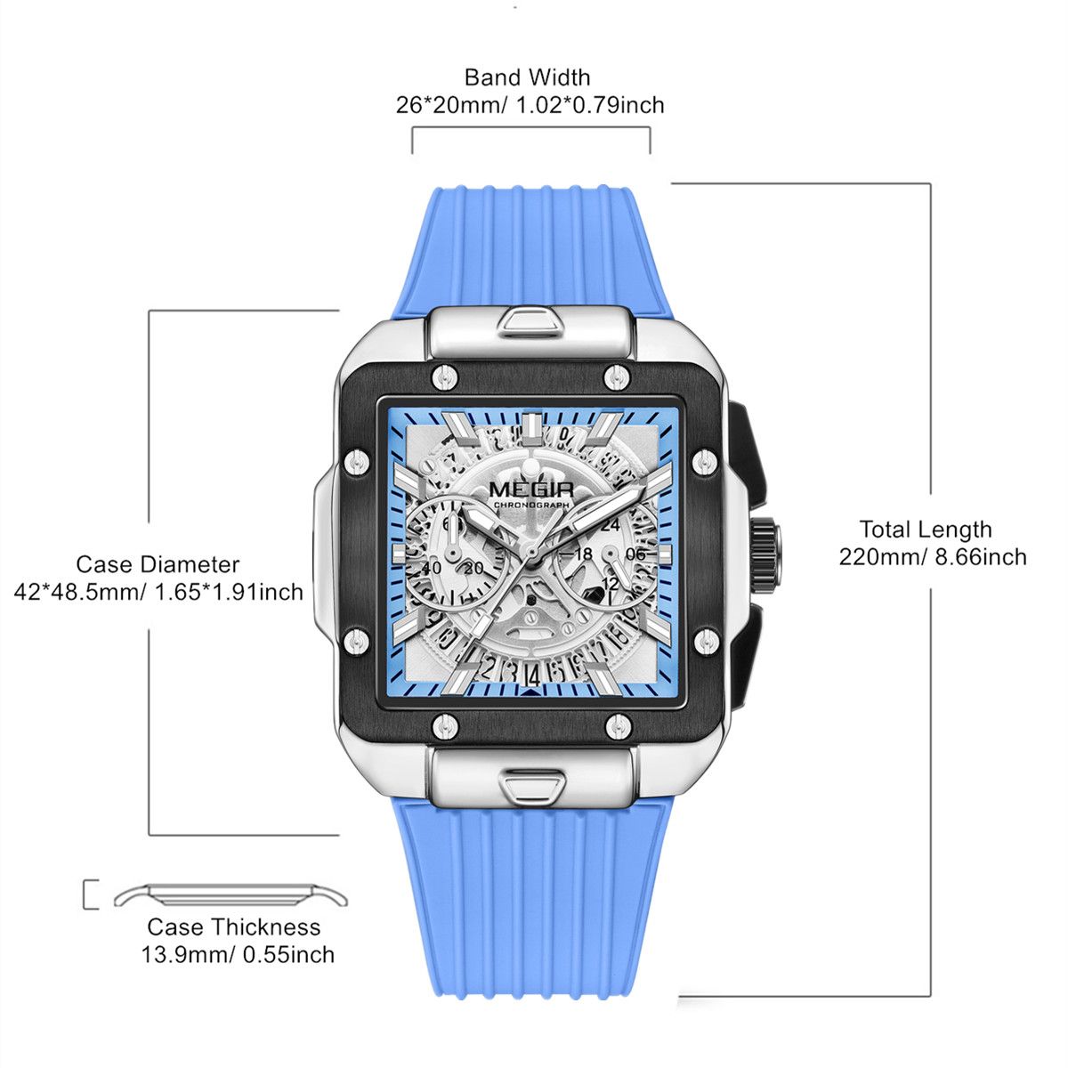 MEGIR Watch for Men Luxury Sport Quartz Wristwatch with Silicone Band Luminous Hands Date Male Chronograph Clock Reloj Hombre 2228