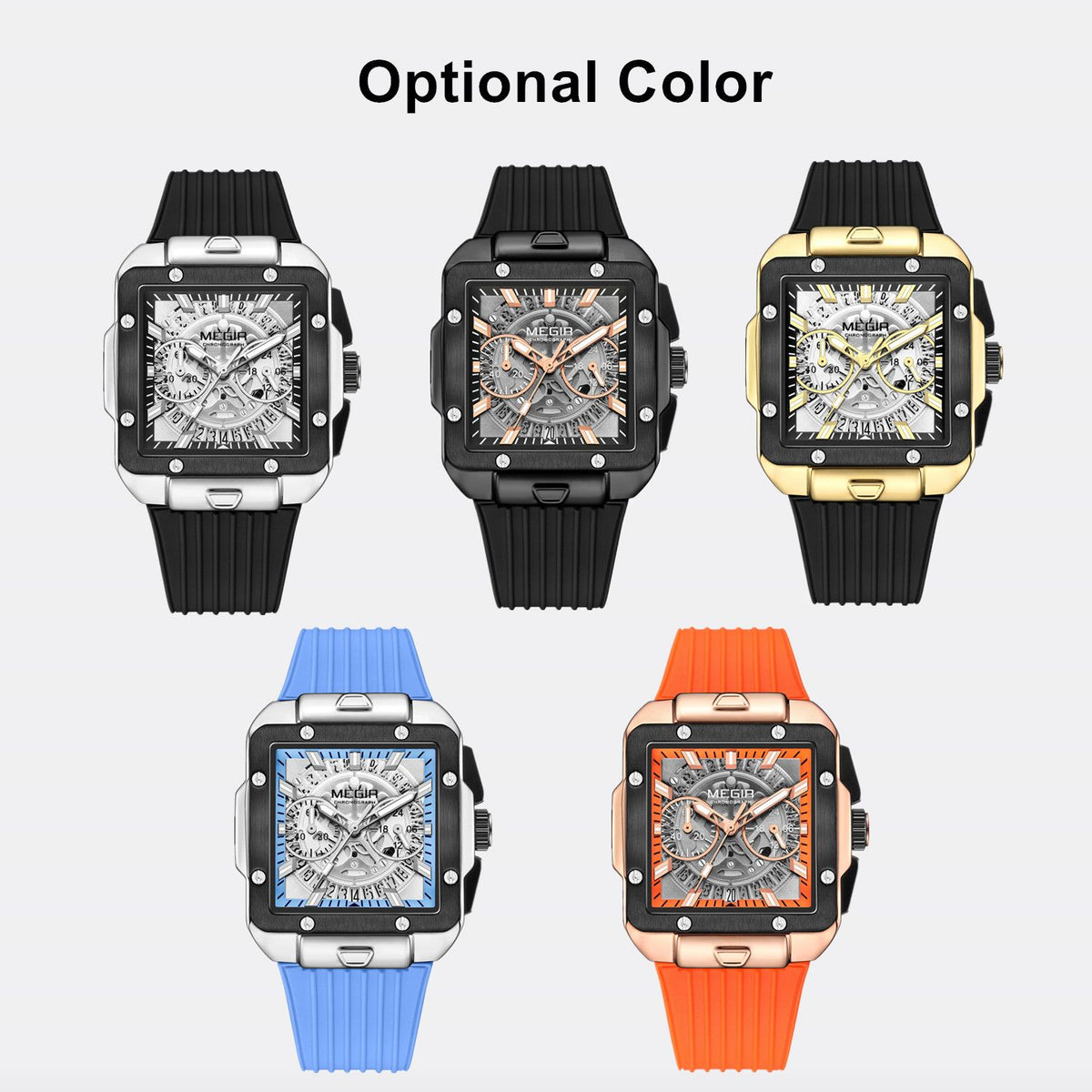 MEGIR Watch for Men Luxury Sport Quartz Wristwatch with Silicone Band Luminous Hands Date Male Chronograph Clock Reloj Hombre 2228