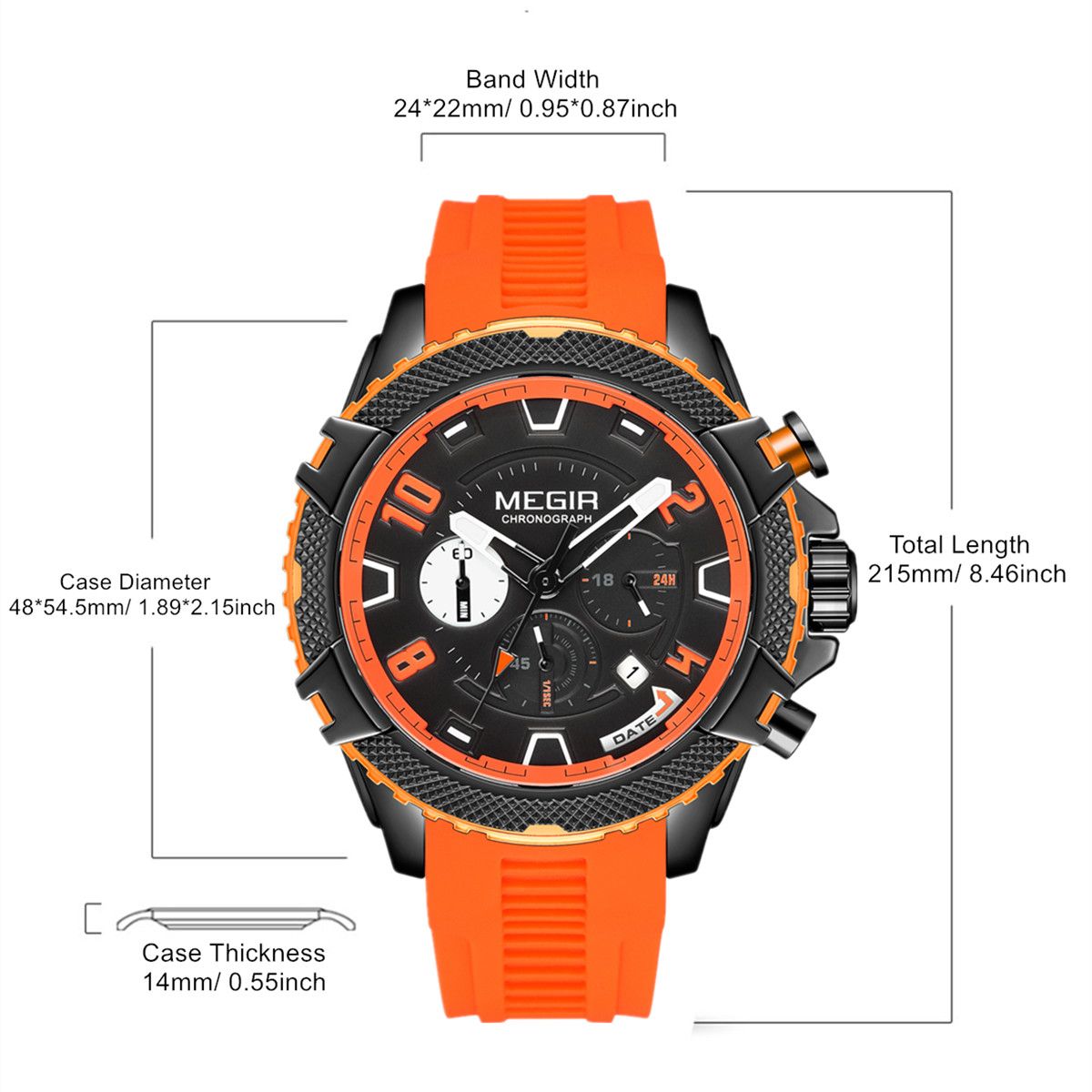 MEGIR Luxury Men's Watches Fashion Sport Quartz Watch Waterproof Date Chronograph Military Wristwatches Clock Reloj Hombre 2200