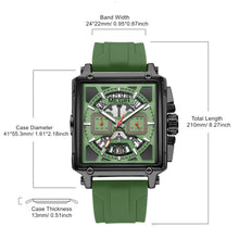 MEGIR Sport Watches for Men Waterproof Quartz Military Wristwatches Square Dial Male Chronograph Watch 24-hour Reloj Hombre 2233