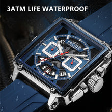 MEGIR Sport Watches for Men Waterproof Quartz Military Wristwatches Square Dial Male Chronograph Watch 24-hour Reloj Hombre 2233