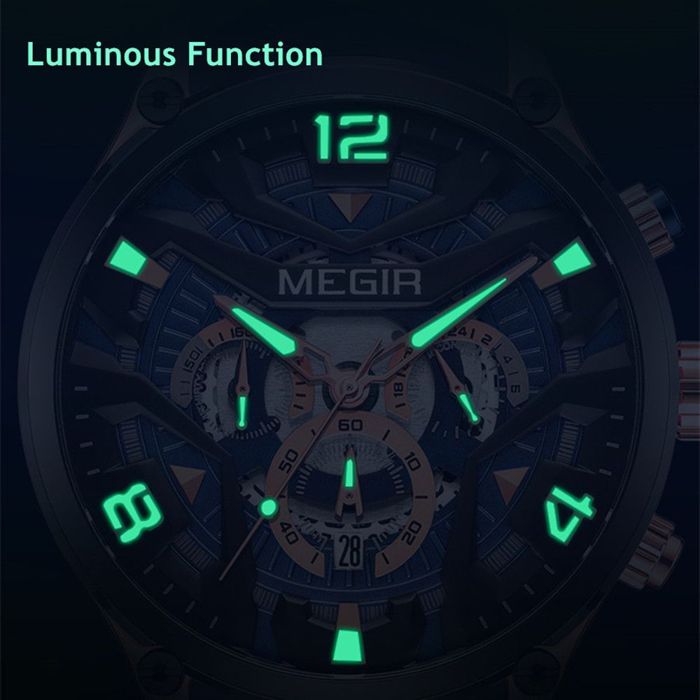 MEGIR Chronograph Luxury Men Quartz Military Watches Silicone Strap Waterproof Man Sport Wristwatch Date Clock Reloj Hombre 2222
