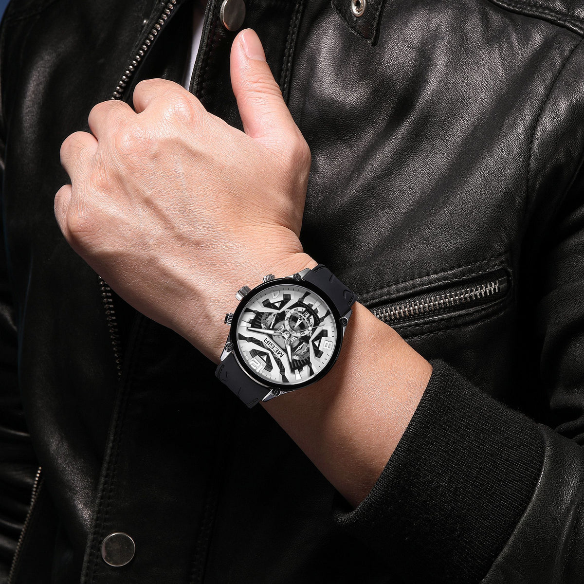 MEGIR Chronograph Luxury Men Quartz Military Watches Silicone Strap Waterproof Man Sport Wristwatch Date Clock Reloj Hombre 2222