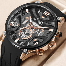 MEGIR Chronograph Luxury Men Quartz Military Watches Silicone Strap Waterproof Man Sport Wristwatch Date Clock Reloj Hombre 2222