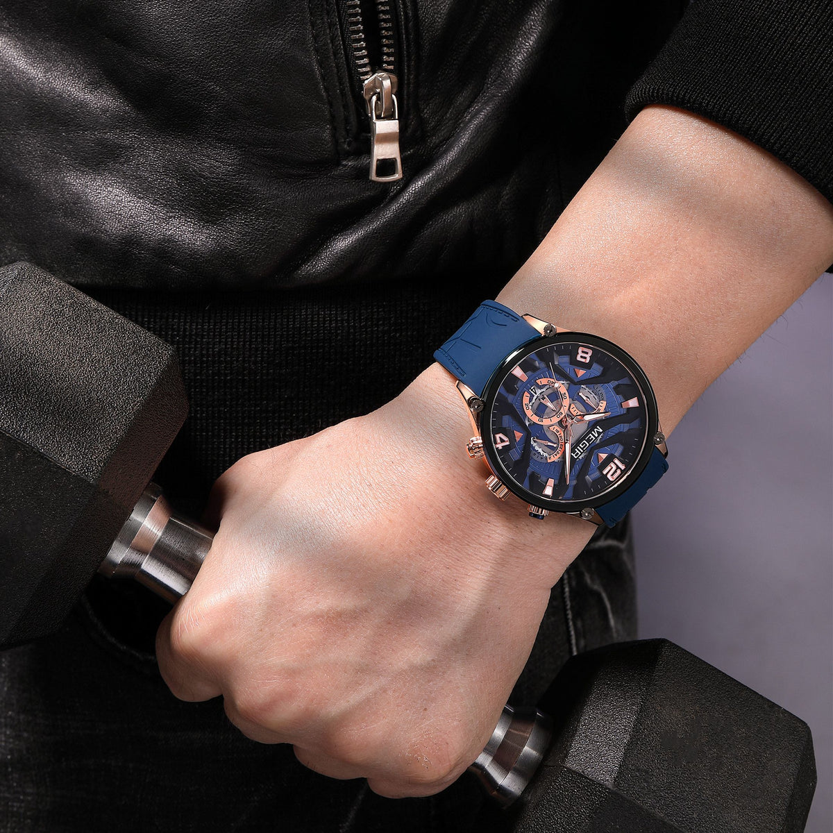MEGIR Chronograph Luxury Men Quartz Military Watches Silicone Strap Waterproof Man Sport Wristwatch Date Clock Reloj Hombre 2222