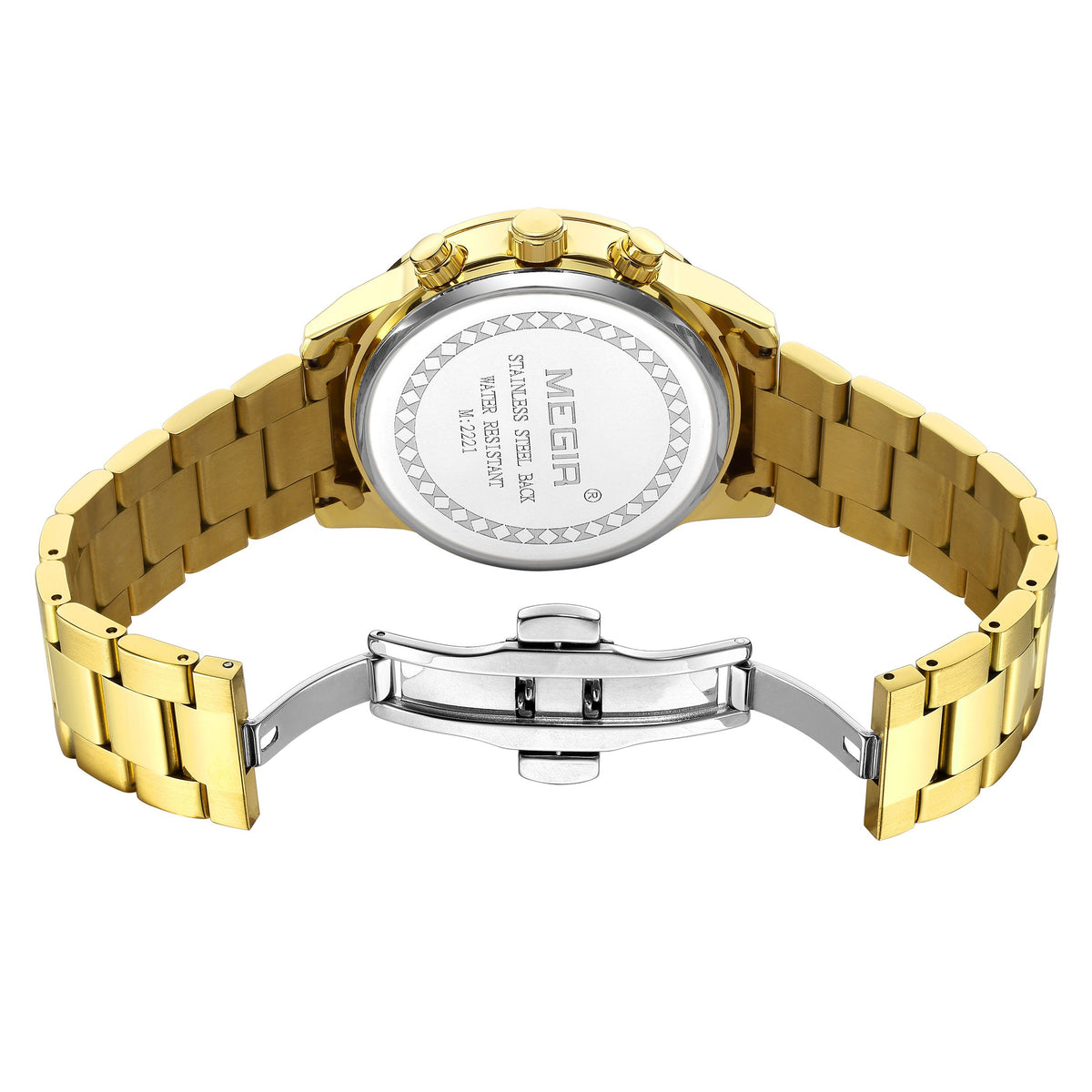 MEGIR Stainless Steel Bracelet Watch for Men Luxury Business Casual Quartz Wristwatch Date Clock Chronograph Big Dial Reloj Hombre 2221