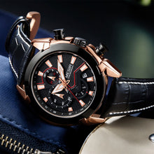 MEGIR Luxury Brand Military Sport Watches for Men Leather Strap Quartz Wristwatch Waterproof Date Chronograph Reloj Hombre 2065