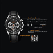MEGIR Luxury Sport Watches for Men Waterproof Quartz Wrist Watch Chronograph Leather Military Wristwatch Clock Reloj Hombre 2070