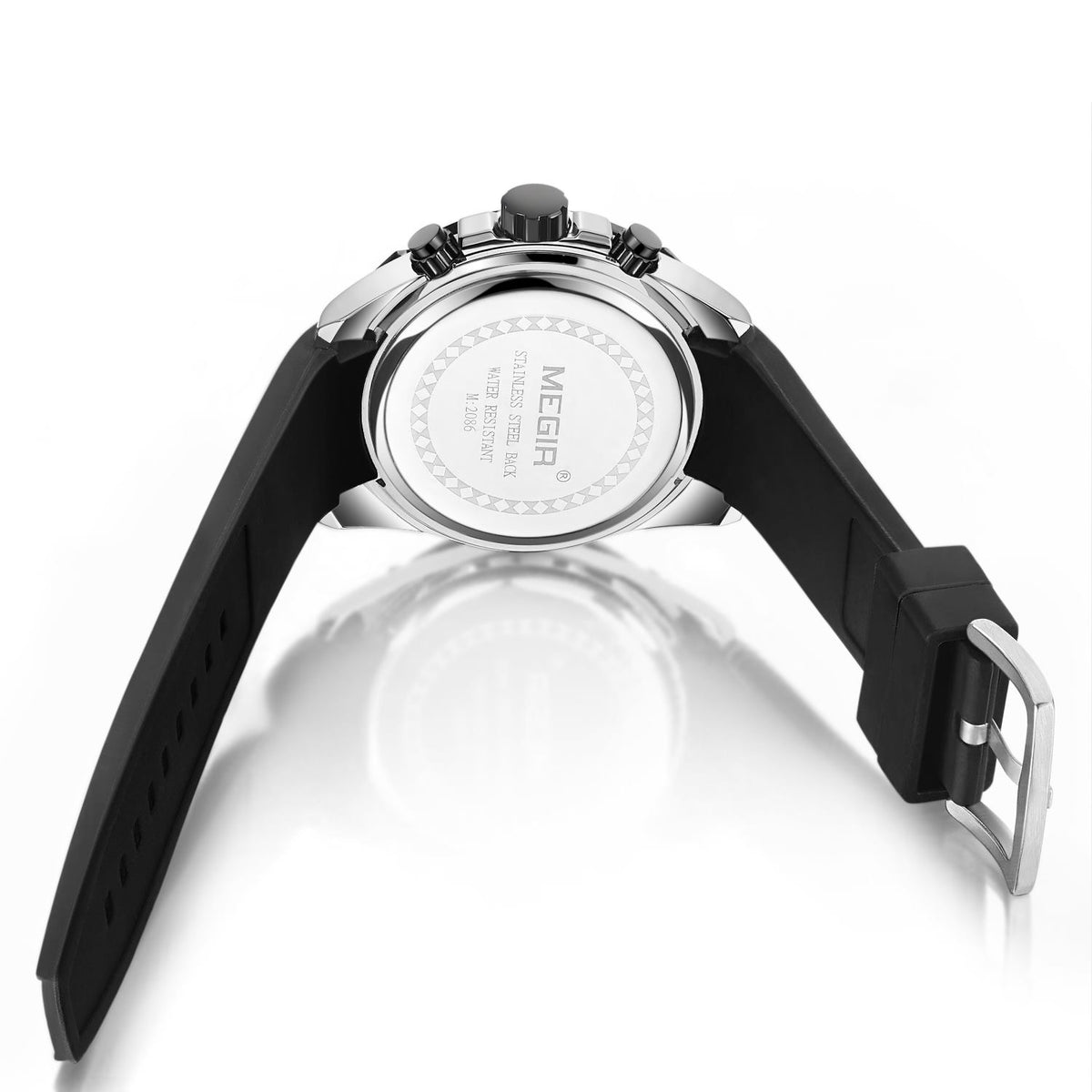 MEGIR Chronograph Luxury Brand Men Sports Watches Silicone Strap Quartz Casual Wristwatch Waterproof Calendar Reloj Hombre 2086