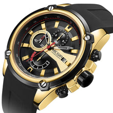 MEGIR Chronograph Luxury Brand Men Sports Watches Silicone Strap Quartz Casual Wristwatch Waterproof Calendar Reloj Hombre 2086