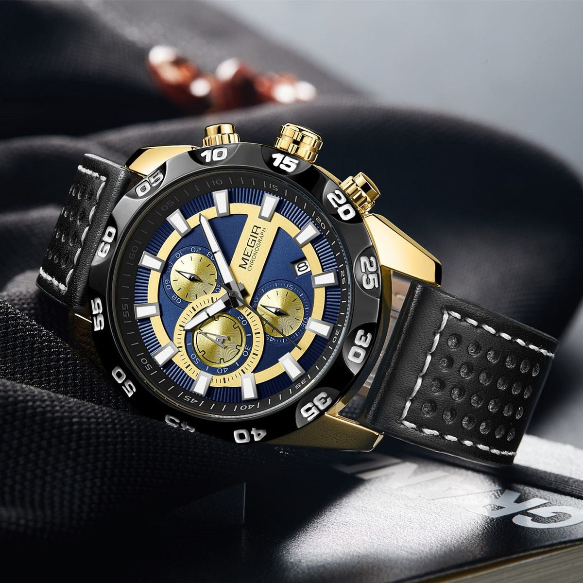 MEGIR Fashion Men's Watch Multifunctional Casual Sport Wristwatch Waterproof Luminous Male Quartz Chronograph Reloj Hombre 2096