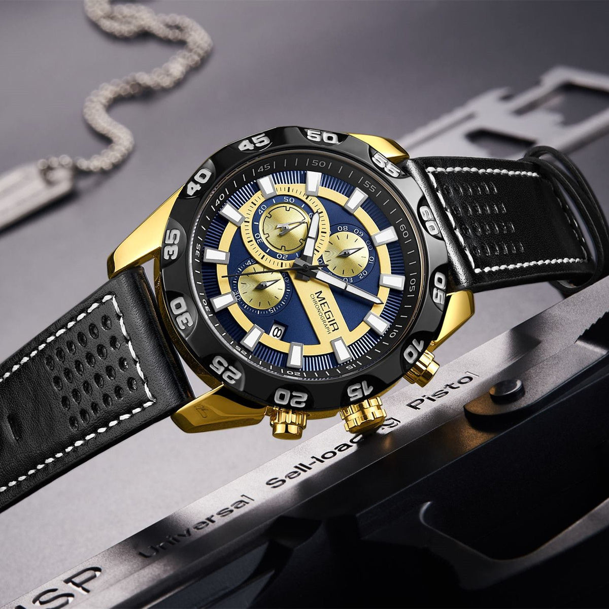 MEGIR Fashion Men's Watch Multifunctional Casual Sport Wristwatch Waterproof Luminous Male Quartz Chronograph Reloj Hombre 2096