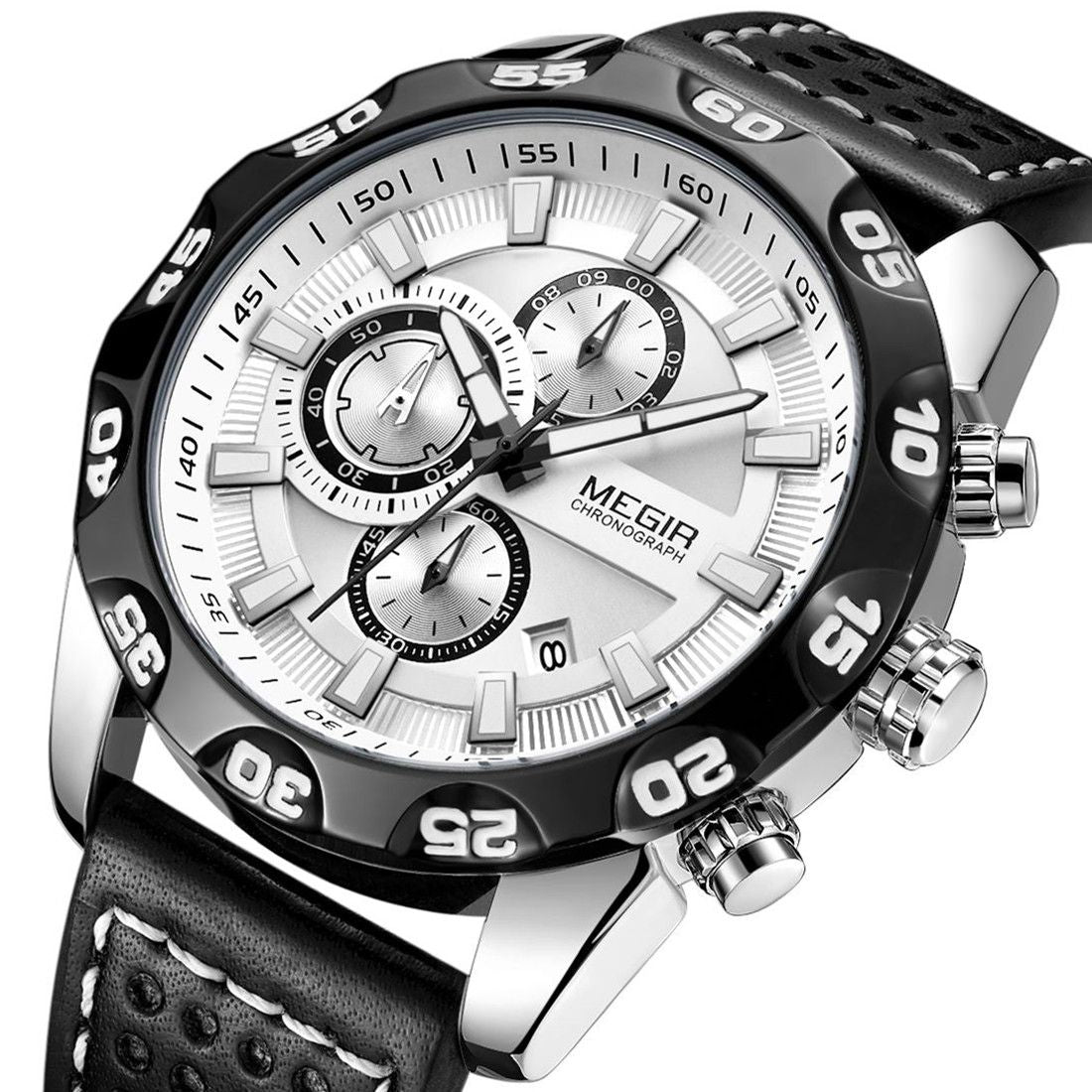 MEGIR Fashion Men's Watch Multifunctional Casual Sport Wristwatch Waterproof Luminous Male Quartz Chronograph Reloj Hombre 2096
