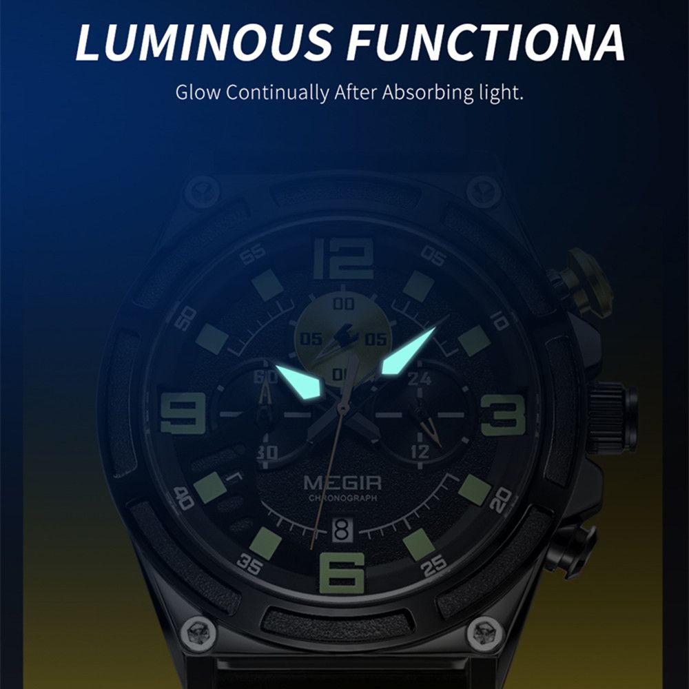 MEGIR Chronograph Luxury Military Sport Watches for Men Waterproof Calendar Silicone Man Quartz Wristwatch Reloj Hombre 2116